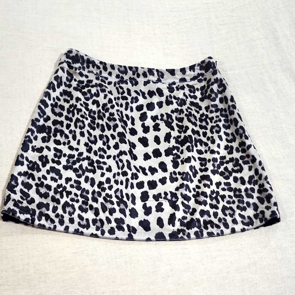 Main Strip leopard Print velvet Mini Skirt
